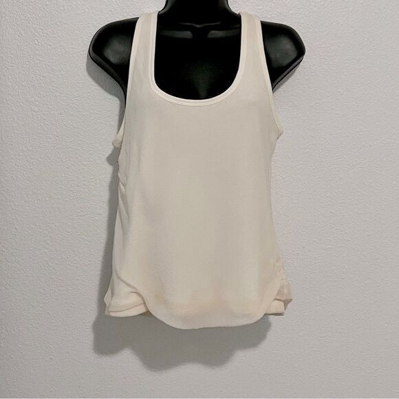 Vtg Y2K KORS Michael Kors crinkle Silk Chiffon Overlay Ivory Stretch Tank M - Picture 1 of 9